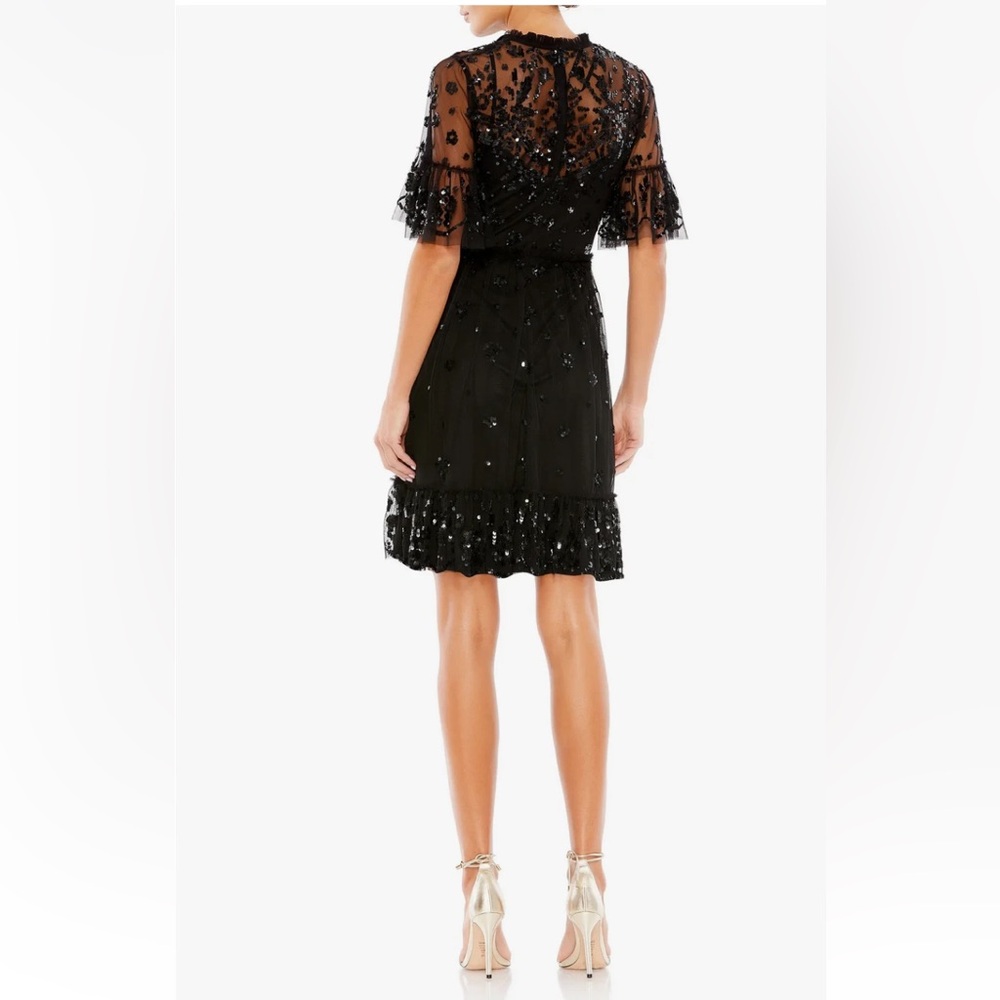 Mac Duggal Black Sequin Long Sleeve Dress - Picture 4 of 5
